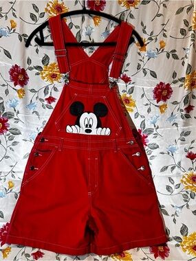 VINTAGE 90s Y2K JERRY LEIGH DISNEY MICKEY MOUSE BIB OVERALL SHORTS